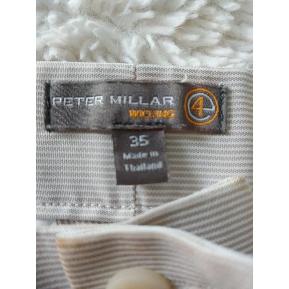 Peter Millar Wicking Tan Stripe Golf Outdoor Mens Shorts 35
